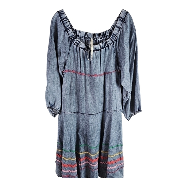 Uncle Frank Chambray Rickrack Offshoulder Dress in XS - Picture 3 of 9